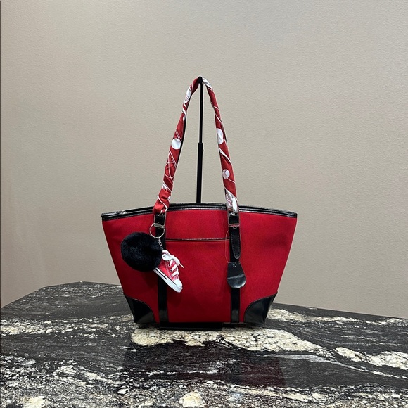 Unbranded | Bags | Canvas Red And Black Tote Bag | Poshmark